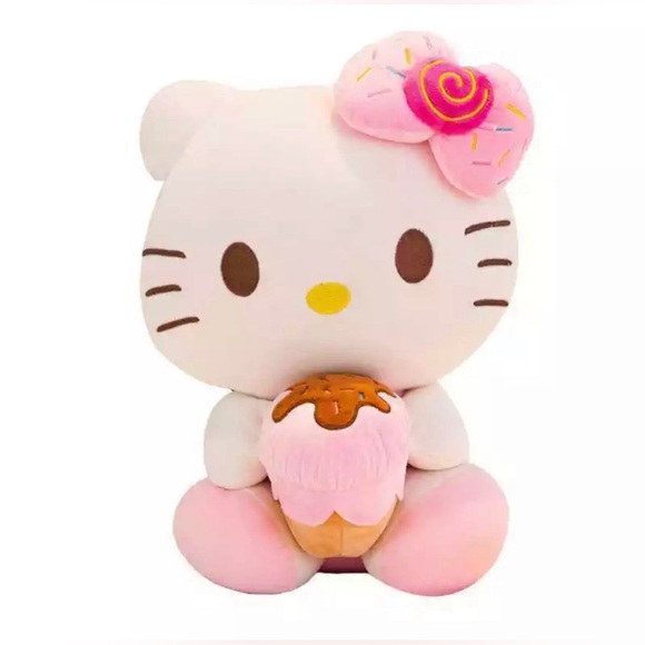 Adorable Kawaii Sanrio Hello Kitty Ice Cream Cone Plush Doll - Stuffed Toy - Picture 12 of 12